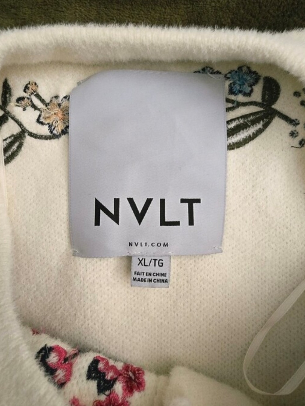 Anthropologie NVLT Embroidered Floral Lady Jacket Cardigan Ivory XL - Picture 12 of 13